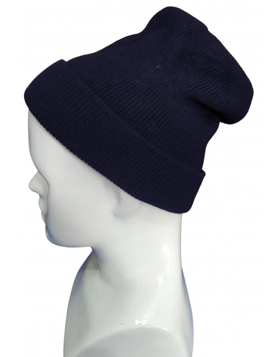 Pure Wool Ribbed Cap Navy